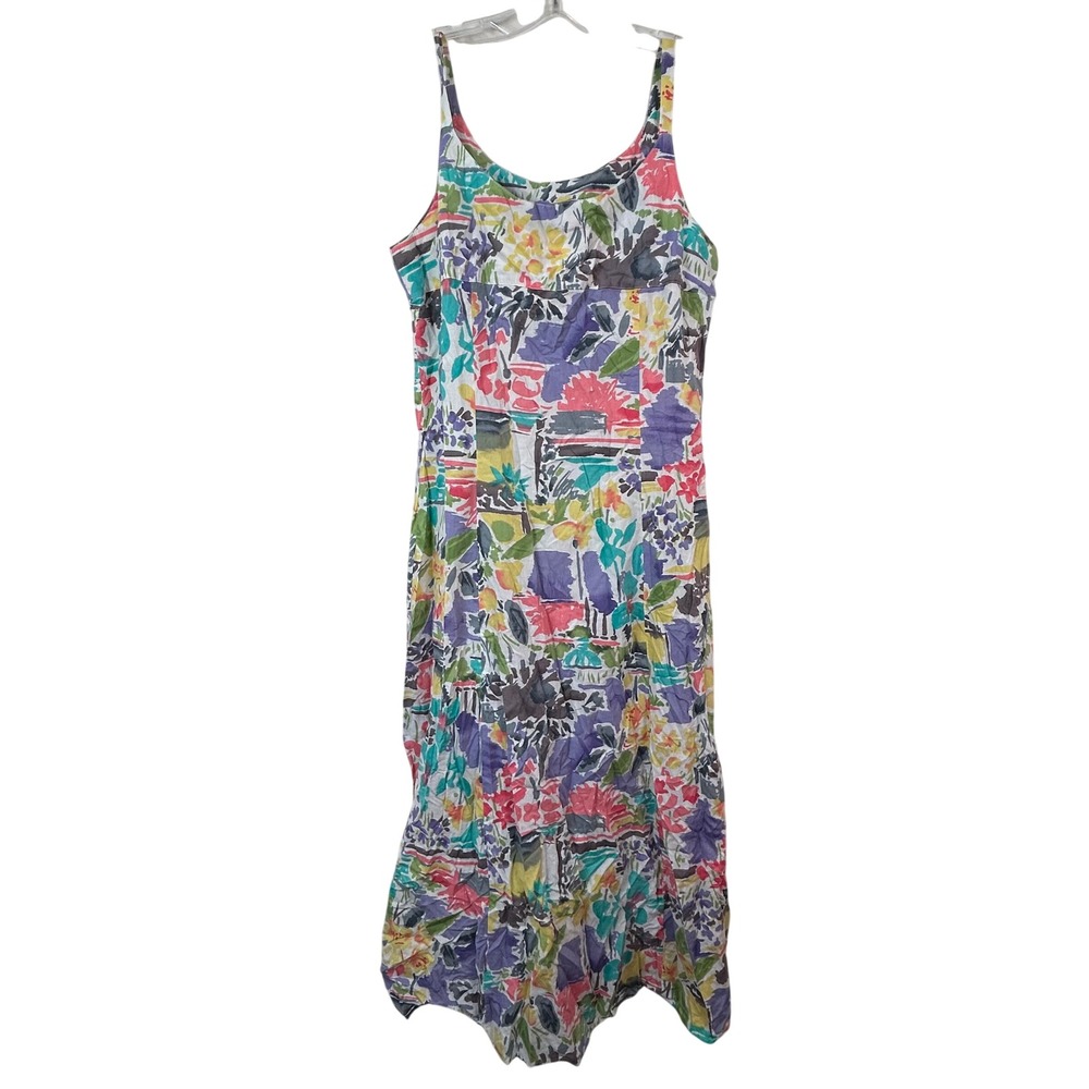 Carol Anderson California Vintage Floral Maxi Dress Multi Color Size 16 USA Made